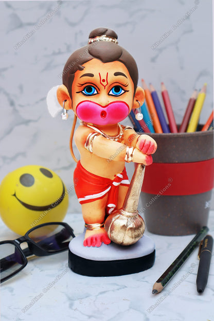 Niharika Collections Handmade Terracotta Clay Bal Hanuman Statue | Traditional Indian Art Figurine for Home Decor, Puja & Gift
