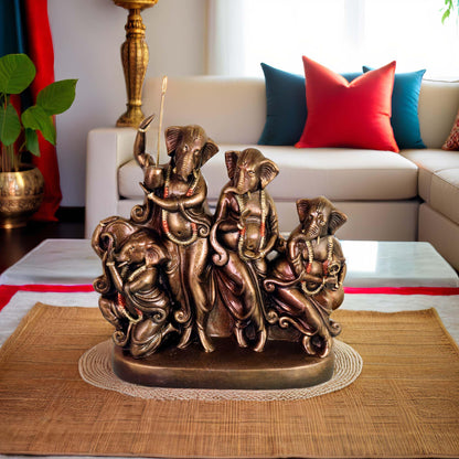 Niharika Collections Handmade Terracotta Ganesha Idol | Abstract Clay Sculpture of Quartet Musical Lord Ganesha | Spiritual & Cultural Art for Home Temple, Pooja Room & Home Décor | Unique Gift