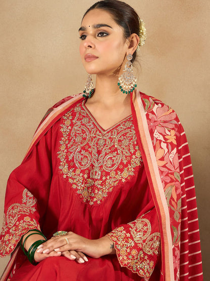 Women Ethnic Motifs Embroidered Empire Kurta with Trousers & Dupatta