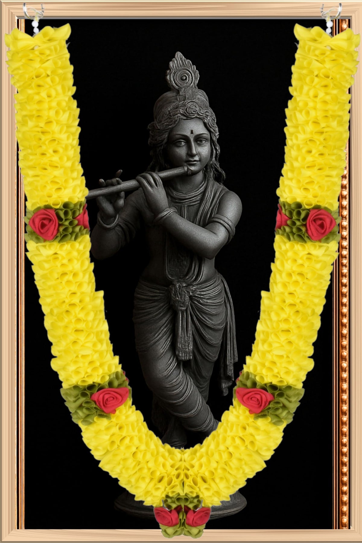 Artificial Garland for Home dcoration, 30 Inches Handcrafted Artificial Rose Flower Garland for Sankranti Ugadi Varamahalakshmi Wedding Event, Diwali & Navaratri Festivals (Yellow)