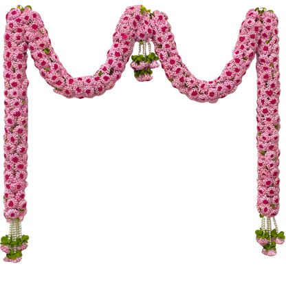 Light Pink Hanging Artificial Flower Toran for Main Door Entrance, Reusable Thoran for Pooja Mandir, Living Room & Home Décor, Bandarwal for Festival Decoration (56x33 inch)