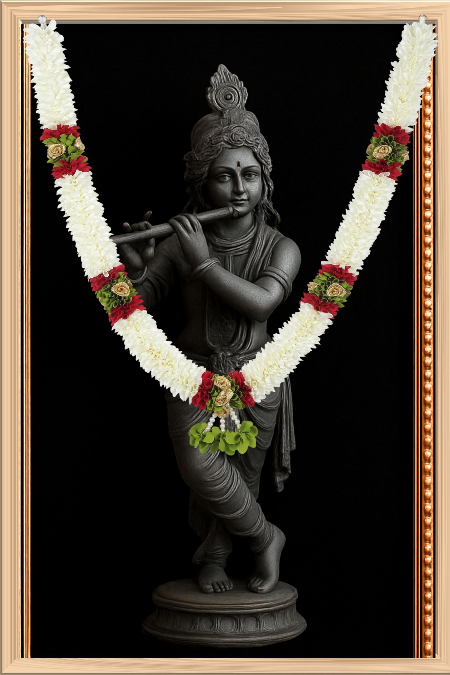 Garland for Photo Frame, 60 Inches Artificial Garland, Garland for Decoration,God Idol, Festivals, Home Décor, Varalakshmi, Diwali,Ugadi, Sankranti, Navaratri & Wedding (Off White)