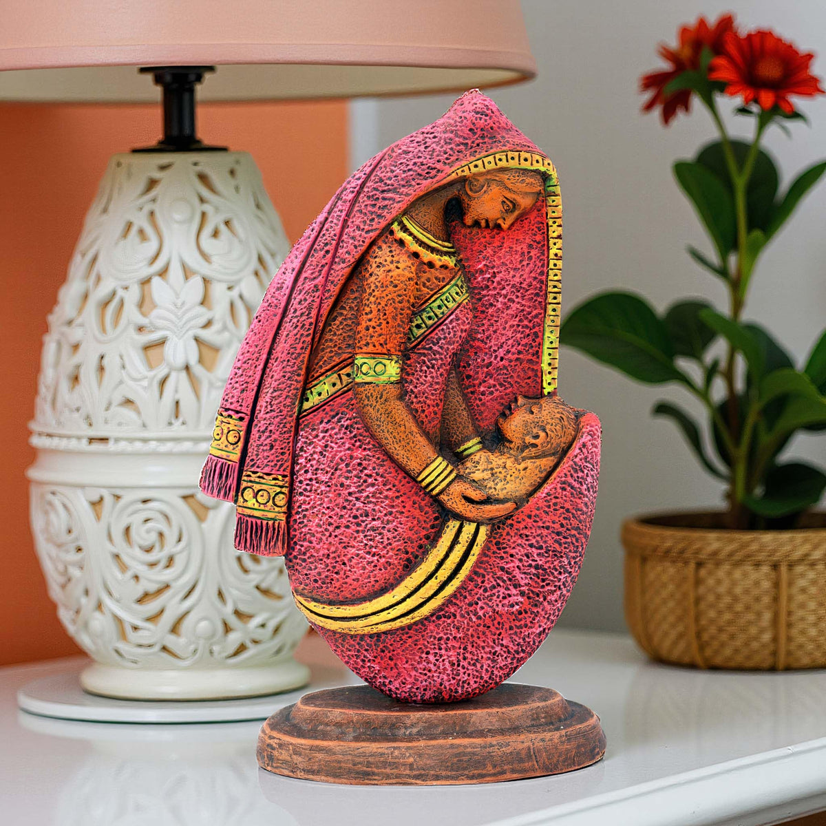 Niharika Collections Handmade Terracotta Clay Idol | Spiritual Vintage Style Statue |Musical Ganesha-Set of 6 -Purple Shade