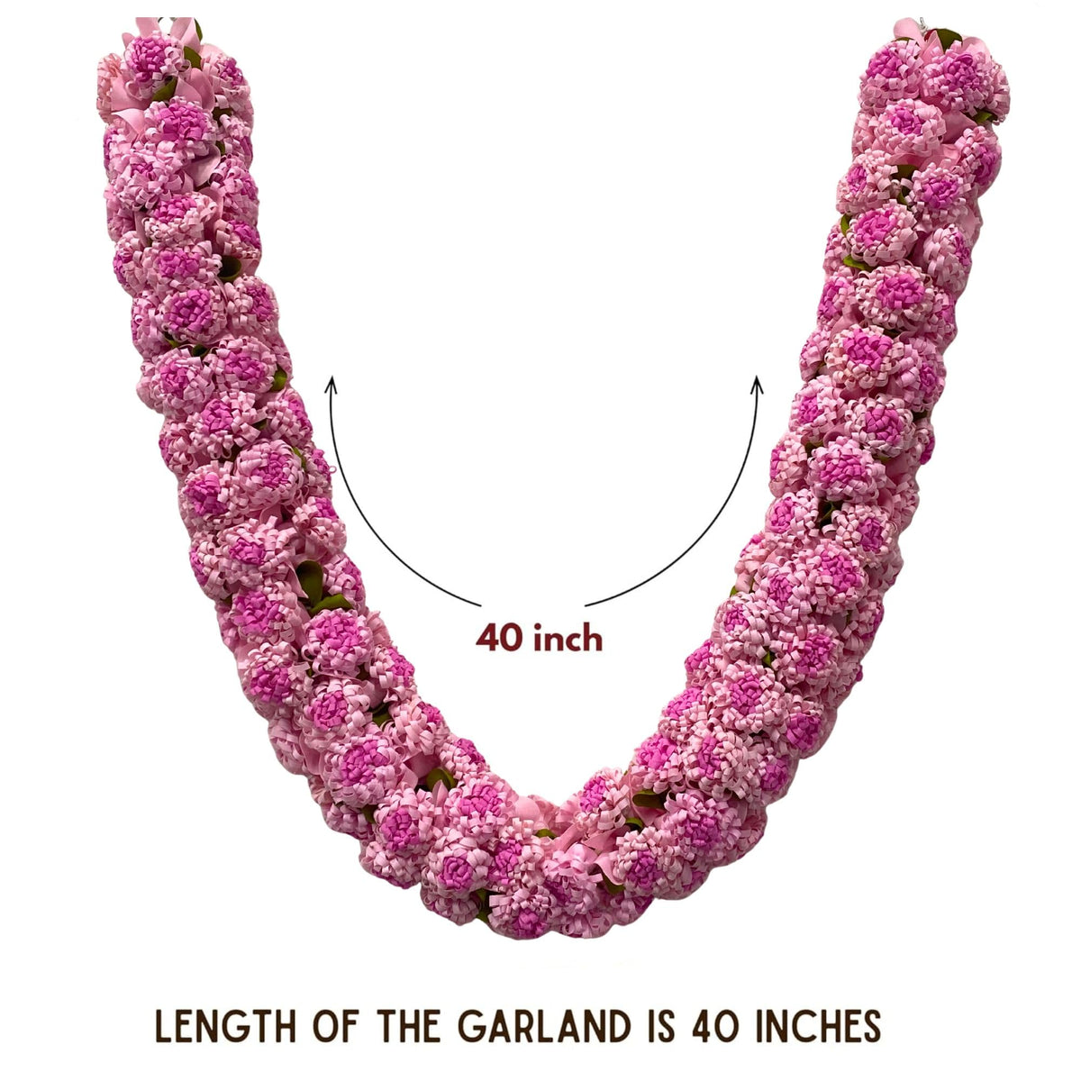 Shevanti Light Pink Flower Garland for Pooja Mandir Decoration, Hanging Mala for Photo Frame, Haar Mala for God Idols, Photo Frames of Loved Ones, Ancestors, Pitra (40 inch)