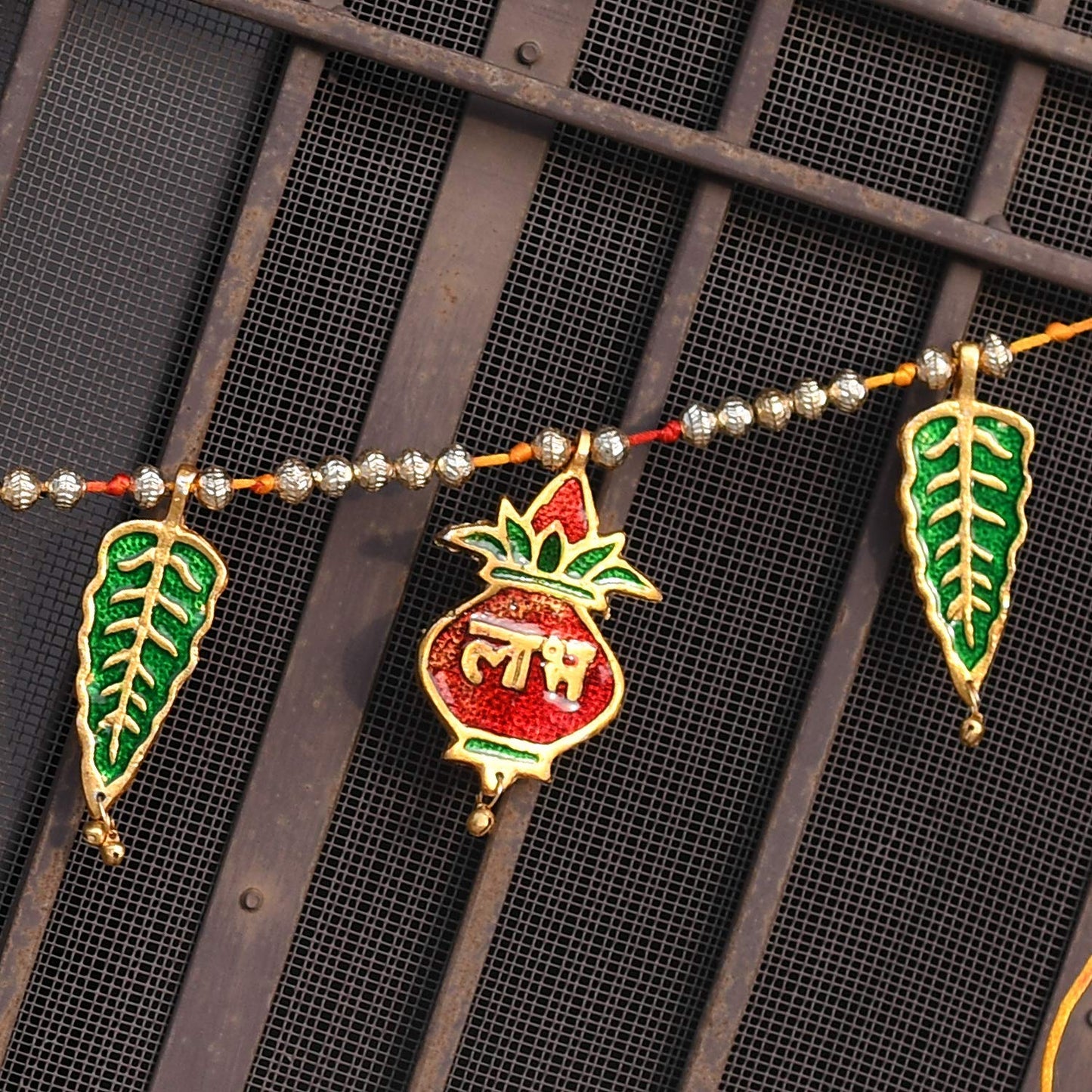 Handmade Indian Toran with Shri Ganesh and Subh Labh Design for Doorway Decoration