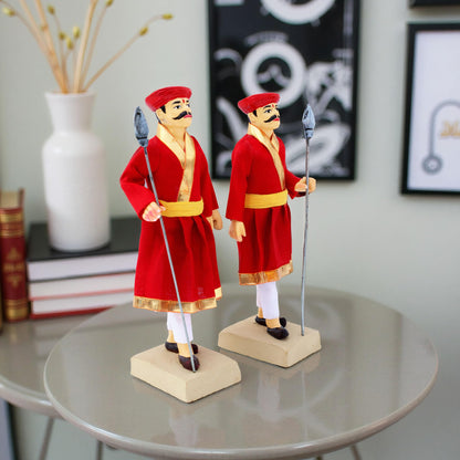 Niharika Collections Handmade Clay Terracotta | MAVALA Soldiers – Set of 2 | Royal Guard Miniature Idols