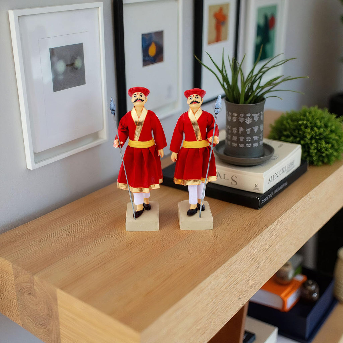 Niharika Collections Handmade Clay Terracotta | MAVALA Soldiers – Set of 2 | Royal Guard Miniature Idols