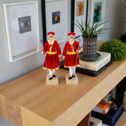 Niharika Collections Handmade Clay Terracotta | MAVALA Soldiers – Set of 2 | Royal Guard Miniature Idols