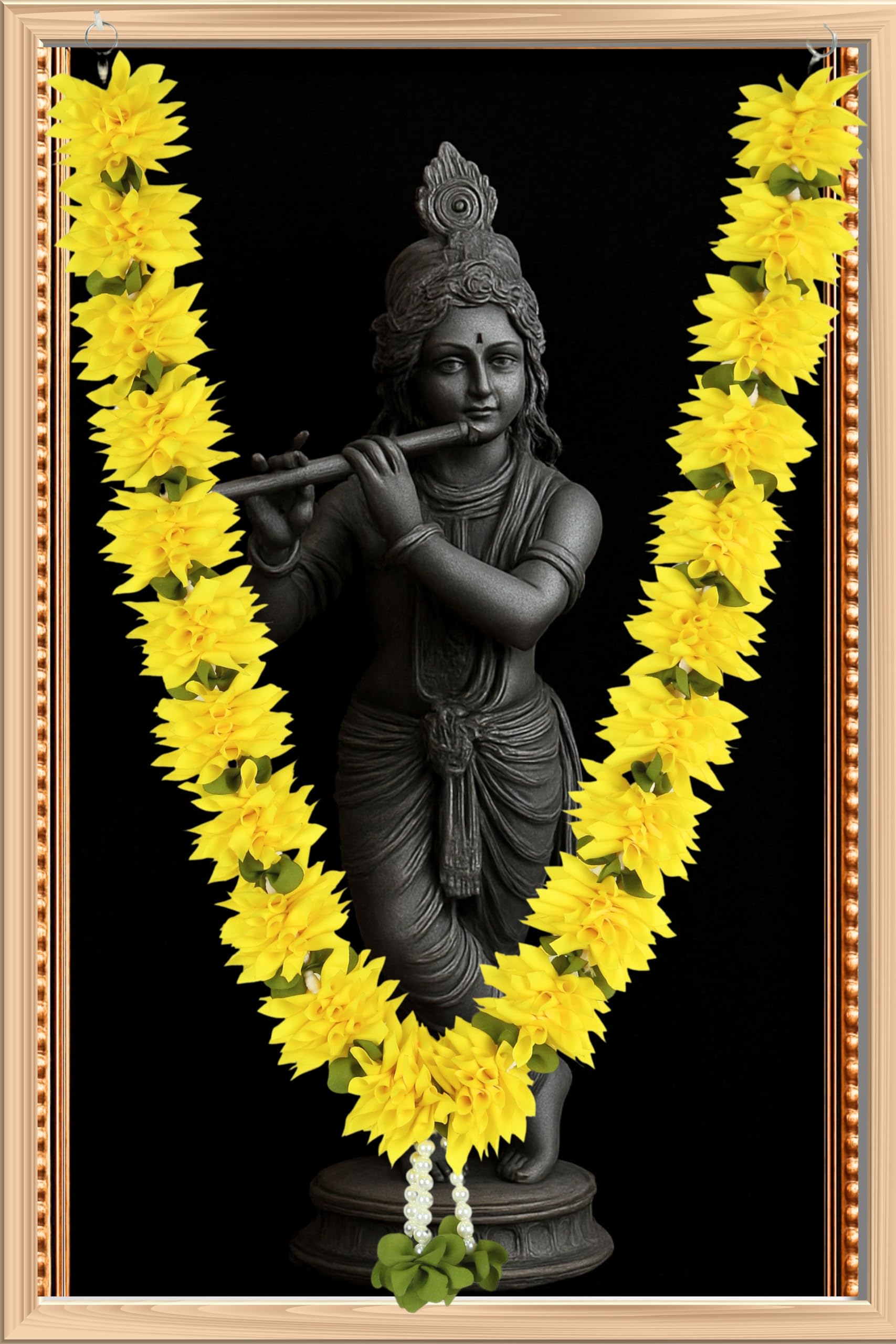 Artificial Garland for Home Decoration, 40 Inches Handcrafted Artificial Rose Flower Garland for Sankranti Ugadi Varamahalakshmi Wedding Event, Diwali & Navaratri Festivals (Yellow)