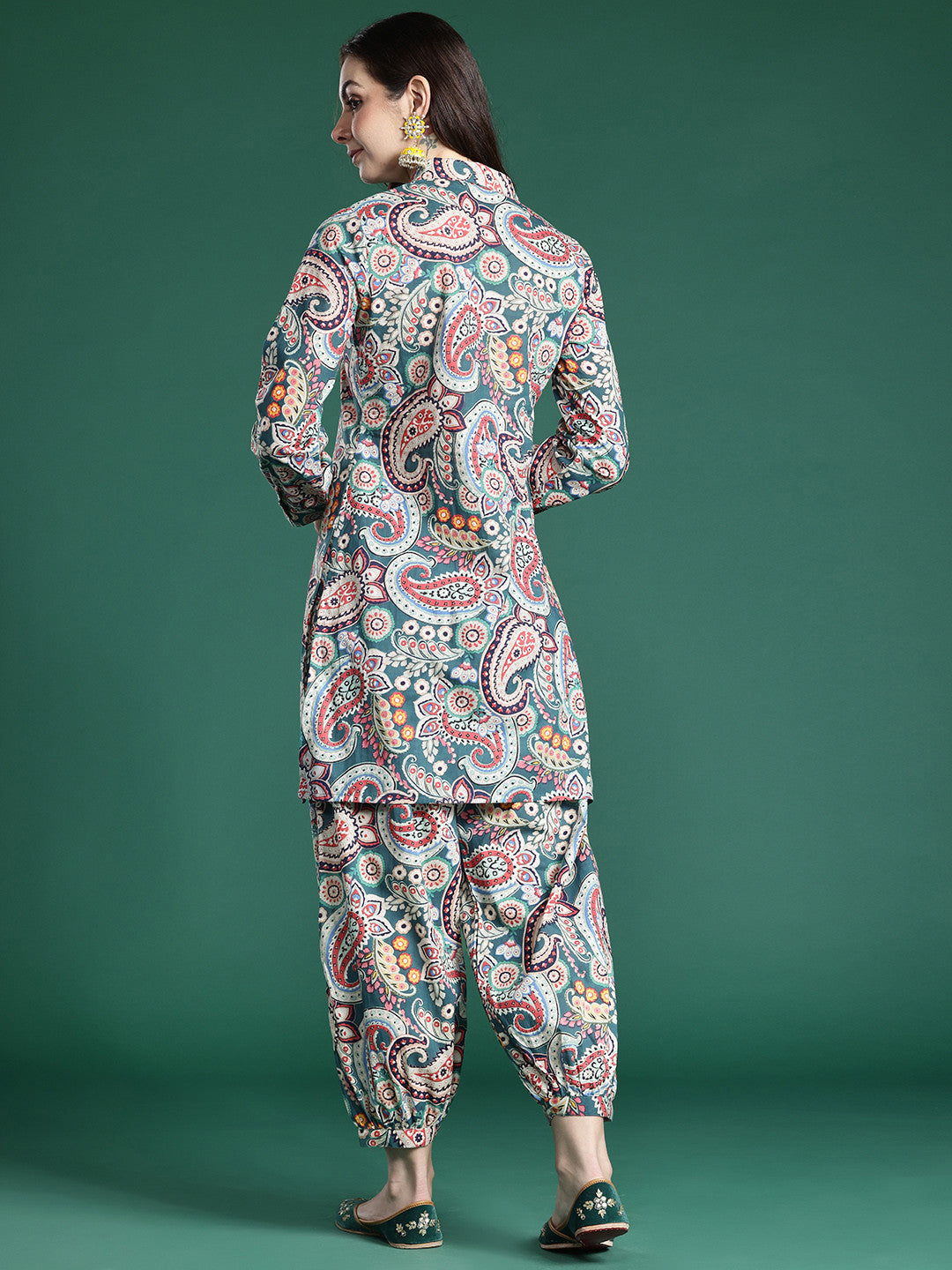 Paisley Printed Pure Cotton Kurta with Salwar