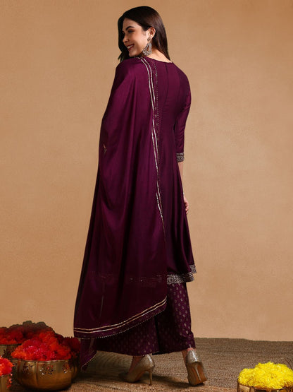 Dhiyona KL Embroidered Empire Gotta Patti Kurta with Palazzos & Dupatta