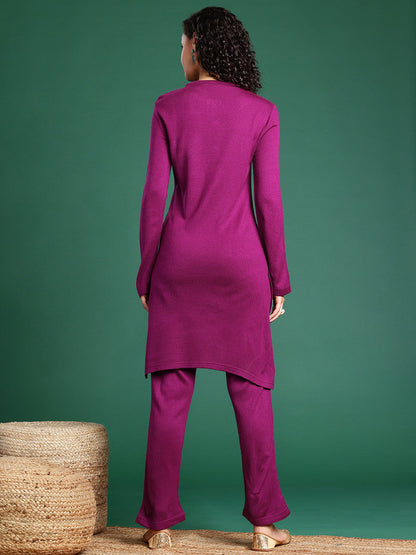 Paisley Embroidered Thread Work Kurta with Trouser
