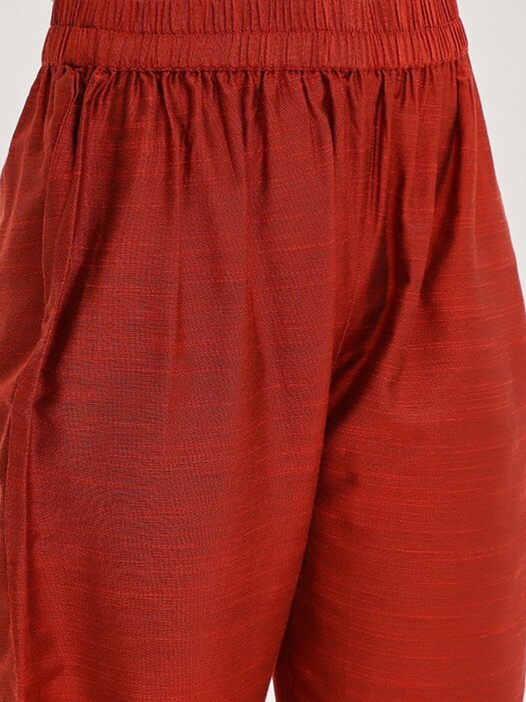 Maroon Yoke Design Ethnic Motifs Straight Kurta & Trousers With Dupatta
