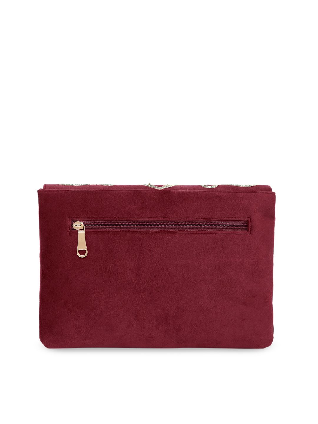 Dhiyona NR Women Maroon And Gold Toned Embroidered And Sequins Embellished Clutches