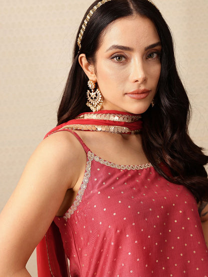 Dhiyona HOP Polka Dotted Sequinned Jashn Kurti with Sharara & With Dupatta