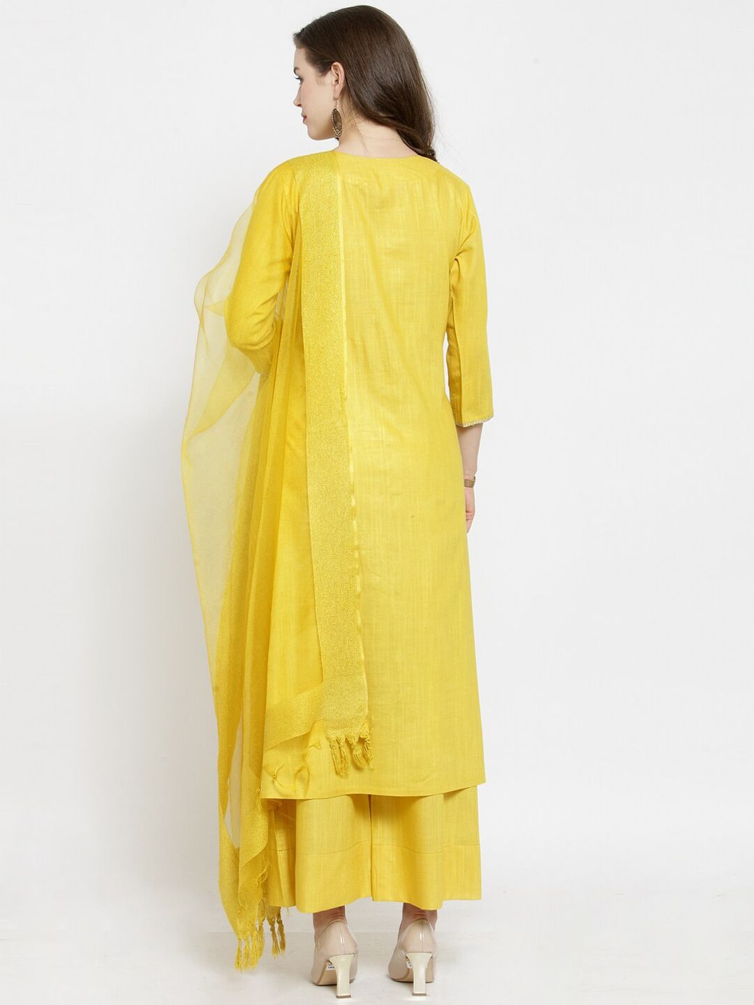 Dhiyona KL Geometric Yoke Design Kurta & Palazzos with Dupatta
