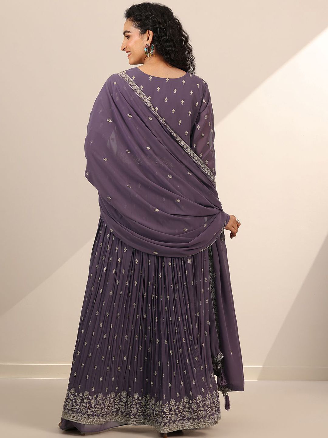 Dhiyona LL Women Floral Empire Sequinned Kurta with Palazzos & With Dupatta