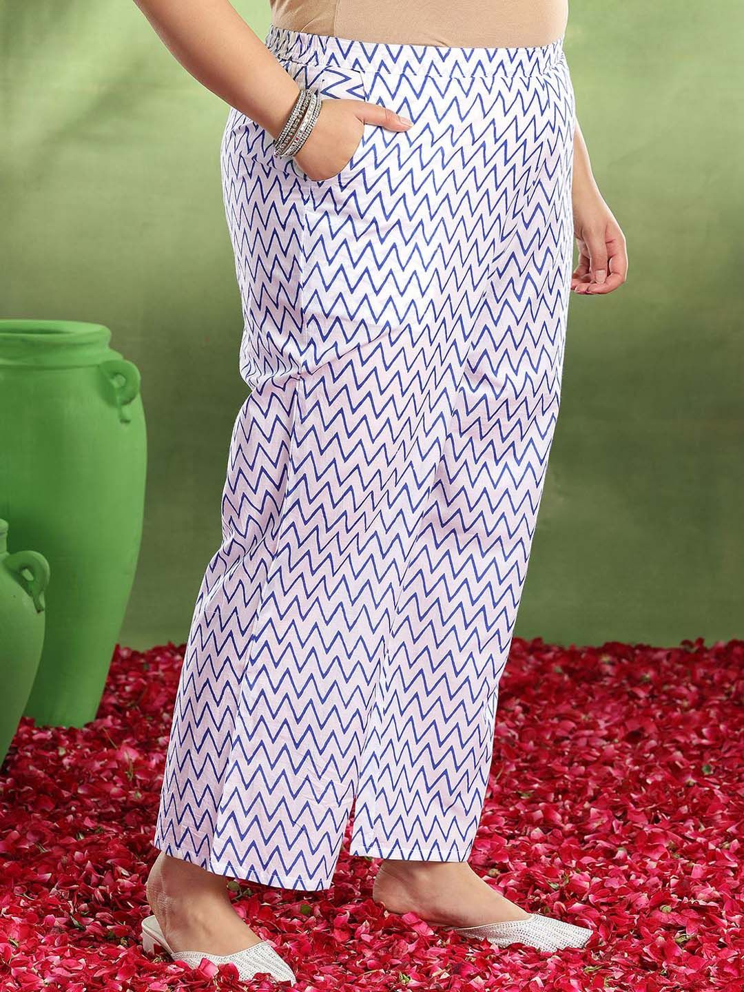 Dhiyona Women's Plus Size Floral Printed Pure Cotton Straight Kurta Trousers & Dupatta