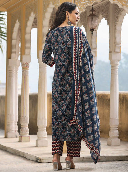 Dhiyona RR Women's Floral Yoke Design Gotta Patti Pure Cotton Kurta Set