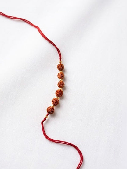 Dhiyona Religious Rudraksh Thread Rakhi With Roli Chawal Chandan Mishri