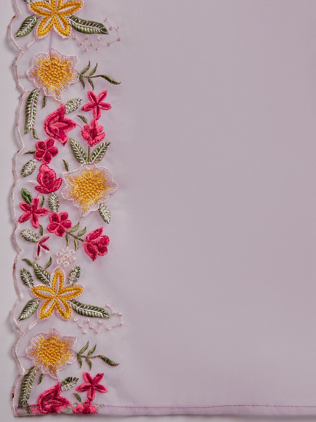 Dhiyona SN Floral Embroidered Schiffli Lace Detail Kurta With Palazzo & Dupatta