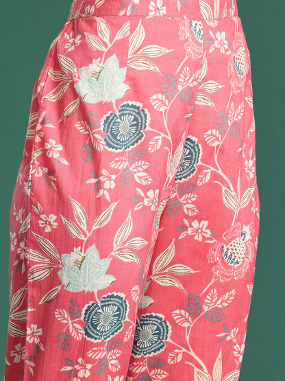 Floral Printed Pure Cotton Kurta with Trousers