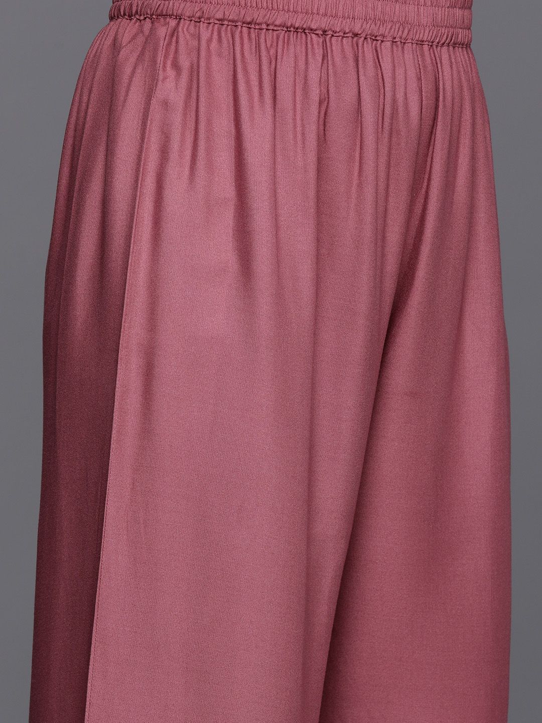 Mauve Mauve Floral Woven Design Sleeveless Straight Kurta with Palazzos