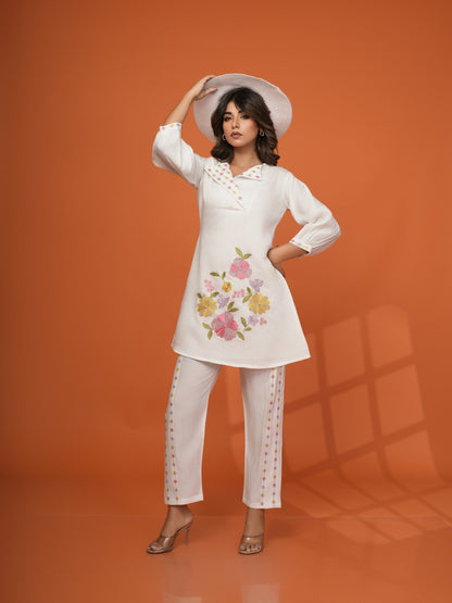 Darika Vanilla Embroidery Co-ord Set