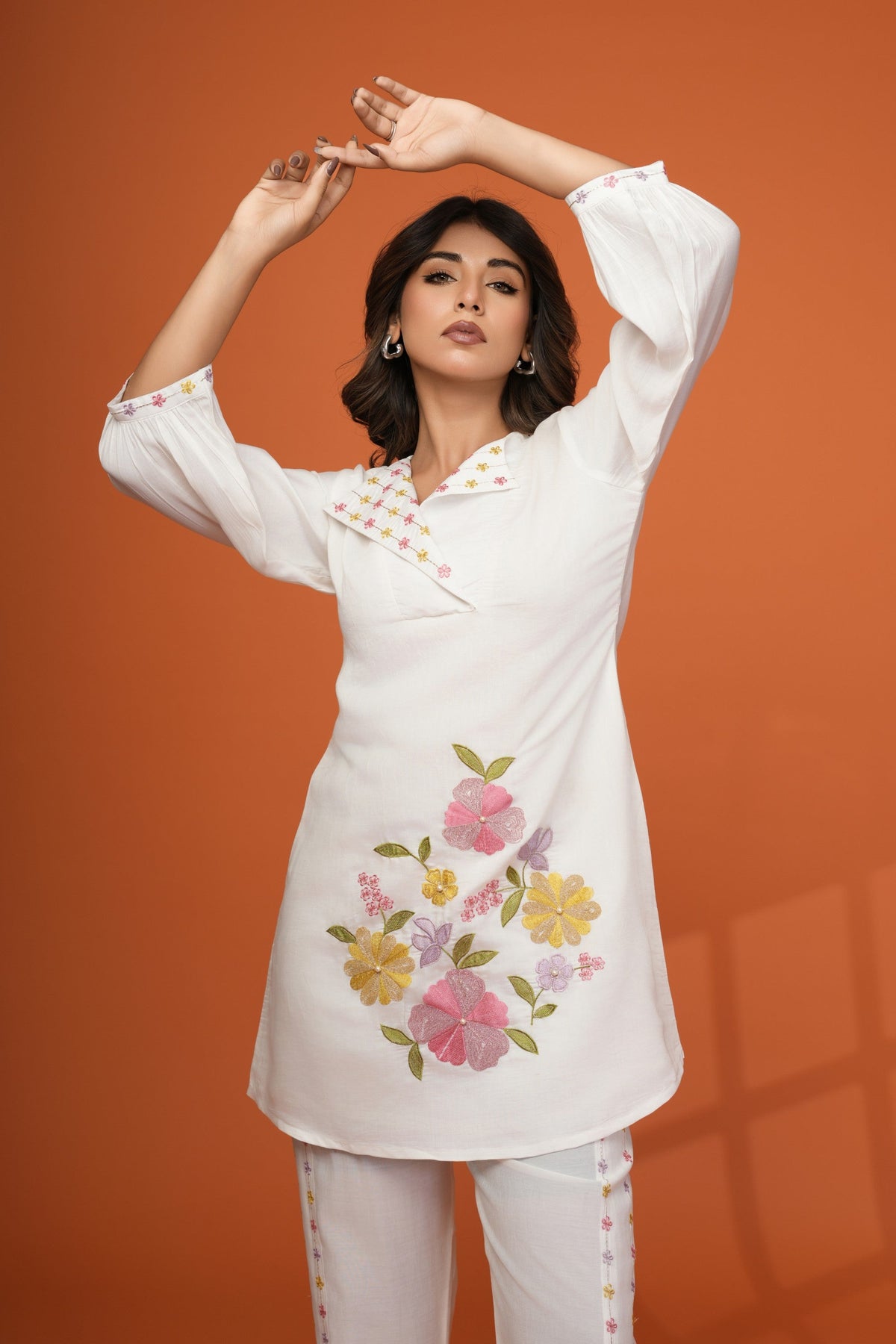 Darika Vanilla Embroidery Co-ord Set
