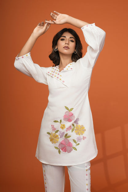 Darika Vanilla Embroidery Co-ord Set