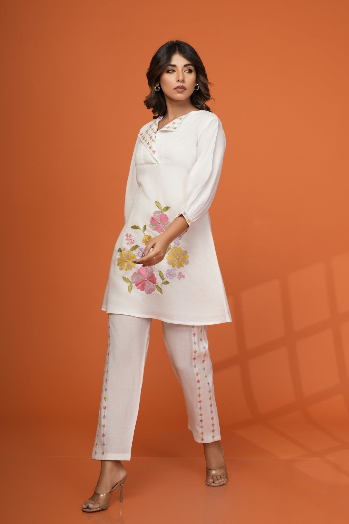 Darika Vanilla Embroidery Co-ord Set