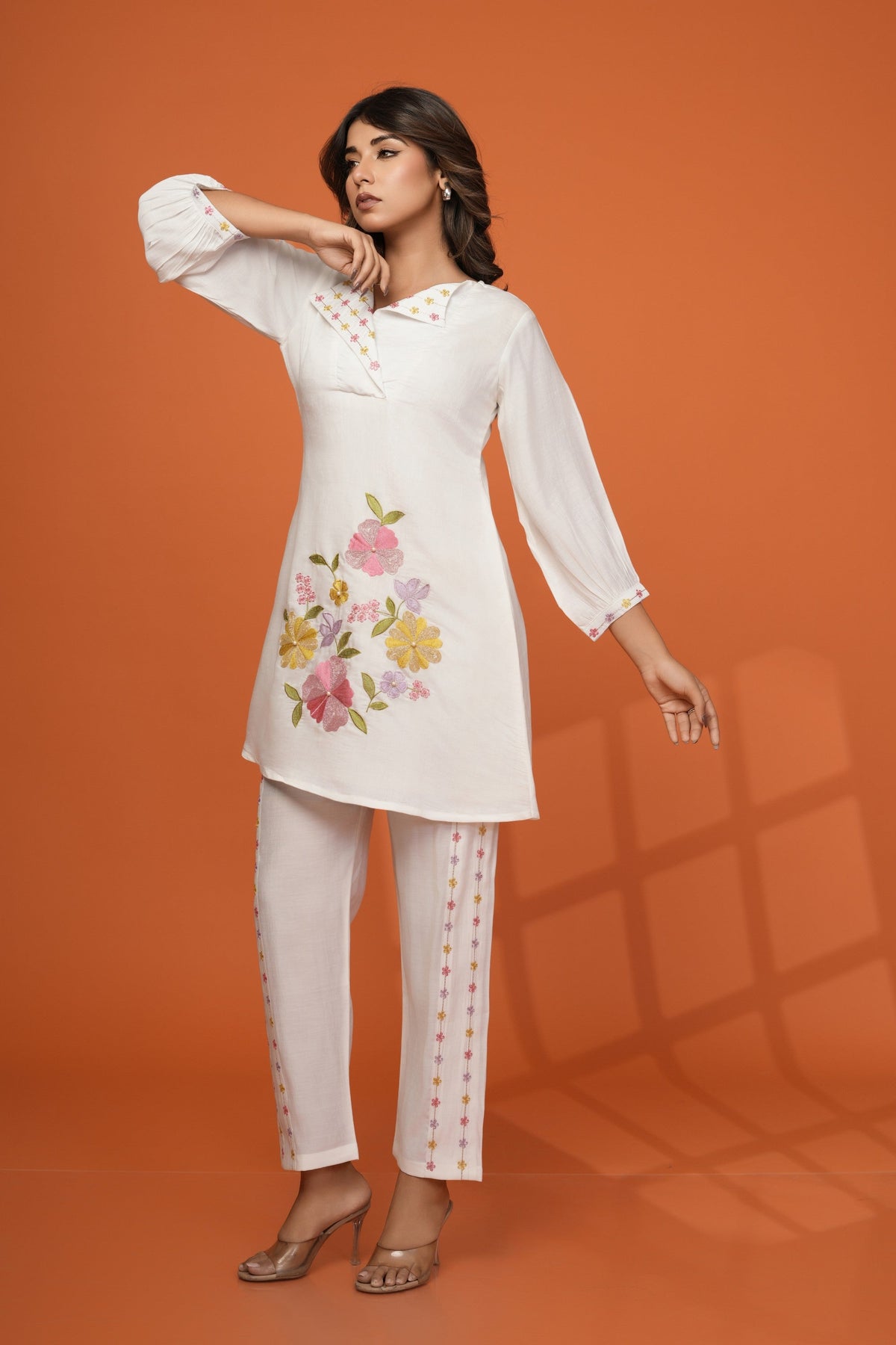 Darika Vanilla Embroidery Co-ord Set