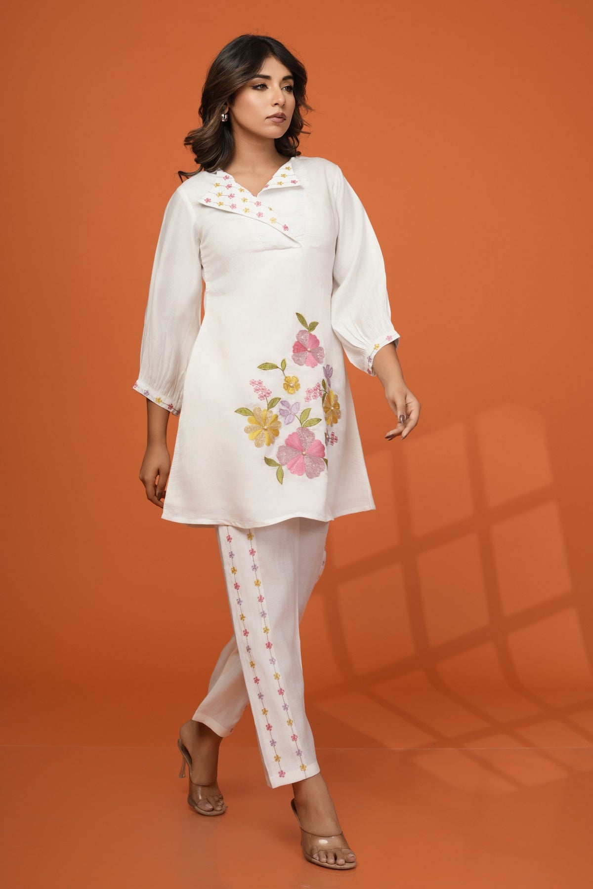 Darika Vanilla Embroidery Co-ord Set