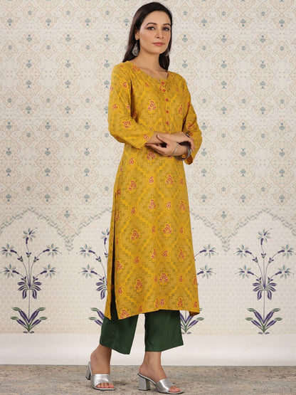 Dhiyona OD  Ethnic Motifs Printed Straight Kurta