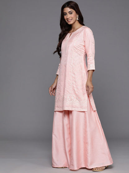 Dhiyona LL Ethnic Motifs Embroidered Regular Sequinned Kurta with Palazzos & Dupatta