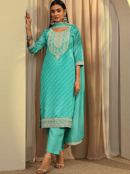 Women Ethnic Motifs Printed Regular Thread Work Kurta with Trousers & With Dupatta