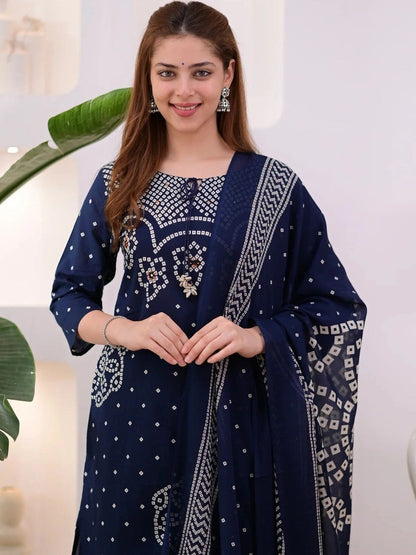 Women Ethnic Motifs Printed Regular Pure Cotton Kurta with Palazzos & With Dupatta