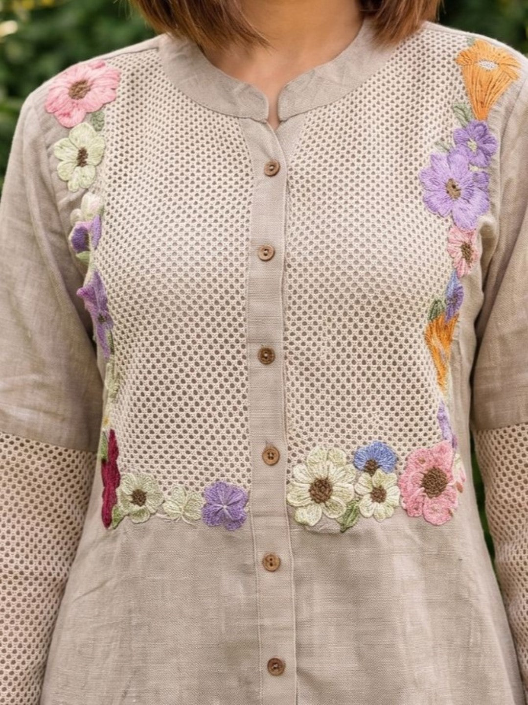 Sushi flora embroidery cotton co-ord set