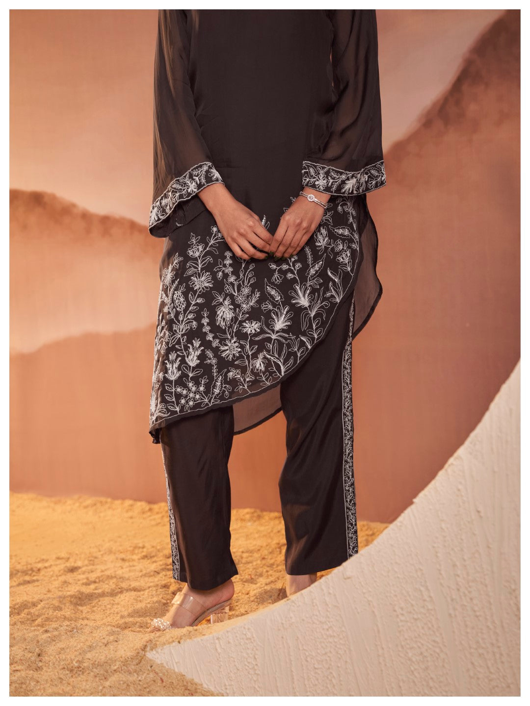 Kimaya jade full work fusion wear kurta pant set