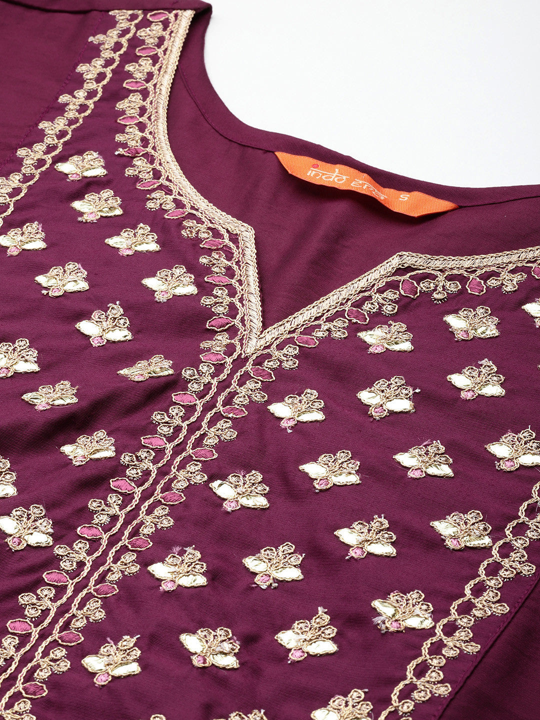 Plus Size Ethnic Motifs Embroidered Regular Gotta Patti Liva Kurta Set