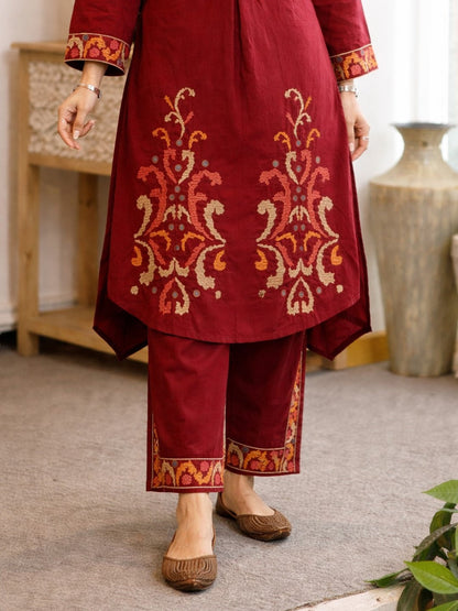 Karen merlot cotton kurta pant set