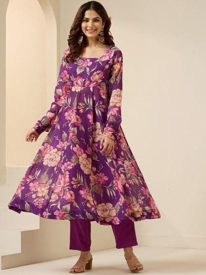 Dhiyona IS Women's Women Floral Printed Regular Kurta with Trousers & With Dupatta