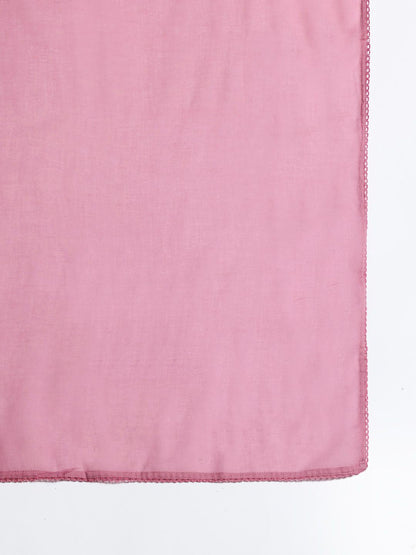 Dhiyona IE Embroidered Pure Cotton Kurta with Trousers & Dupatta