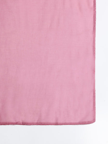 Embroidered Pure Cotton Kurta with Trousers & Dupatta