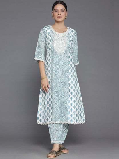 Women Ethnic Motifs Printed Regular Thread Work Kurta with Trousers