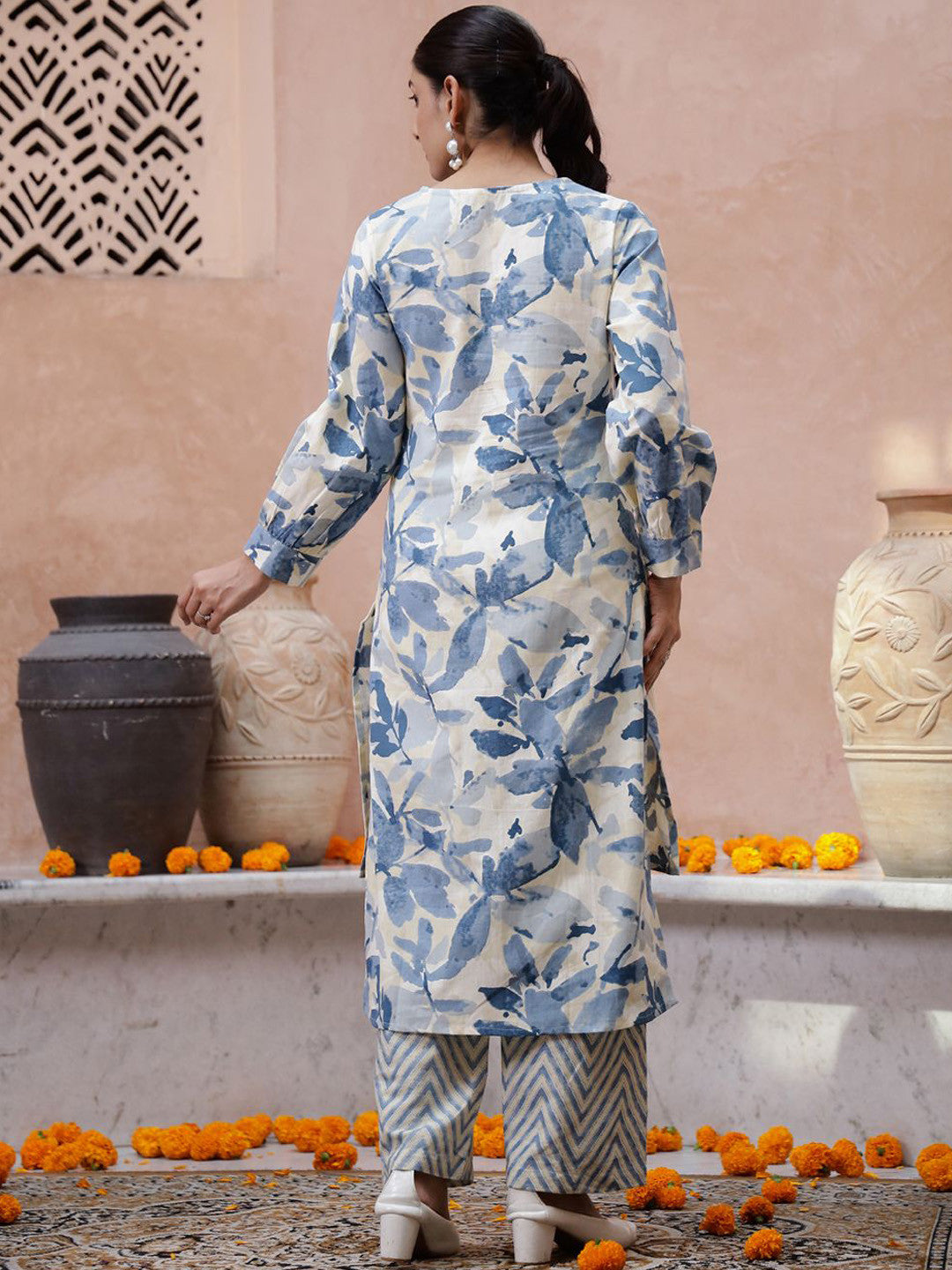 Floral Printed Pure Cotton Kurta with Trouser