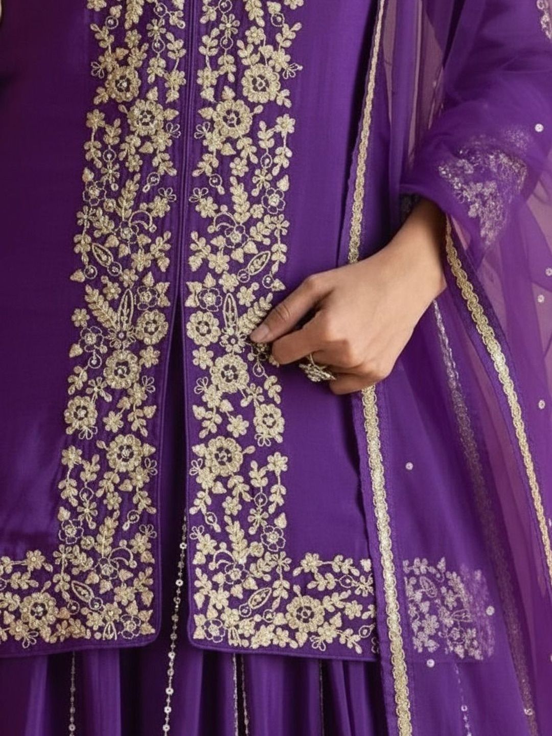 Dhiyona HOP Embroidered Mandarin Collar Kurta & Sharara Kurta Sets