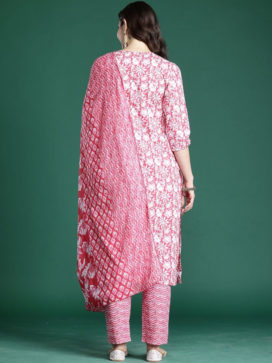 Women Ethnic Motifs Printed Regular Pure Cotton Kurta with Trousers & With Dupatta