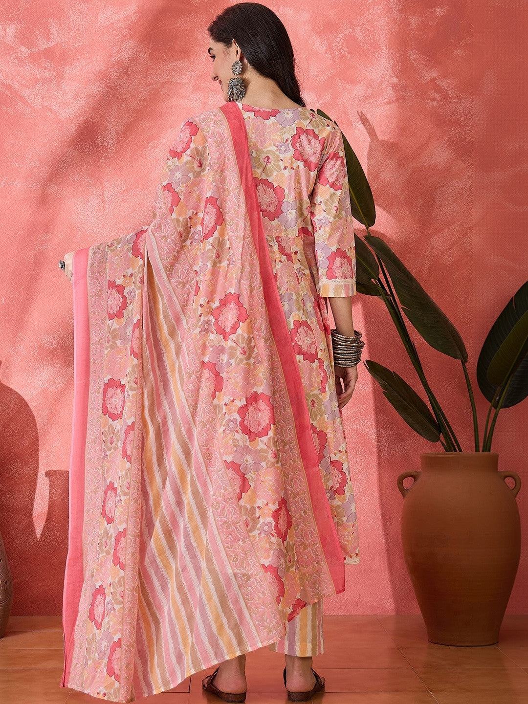 Printed Pure Cotton Round Neck Kurta & Trousers Kurta Sets