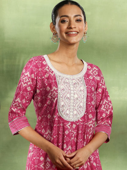 Women Ethnic Motifs Printed Regular Thread Work Kurta with Patiala & With Dupatta